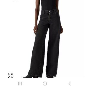 Levi's Women's black Cotton '94 Mid-Rise Wide-Leg Moto Jeans 32